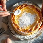 Torta alla crema pasticcera con zucchero a velo