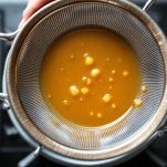 Brodo filtrato con colino