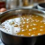 Brodo di pollo limpido e sgrassato servito in ciotola