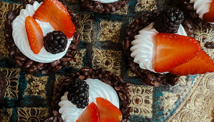 Cestini di riso soffiato e cioccolato