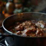 Pentola con la carne di cavallo