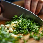rosmarino e aglio sul tagliere