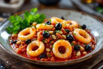 Calamari in umido con sugo di pomodoro