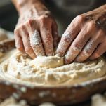 Bianchetti freschi mescolati delicatamente a una pastella morbida e lievitata.