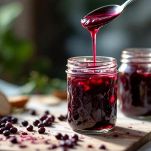 Confettura di uva nera nei barattoli