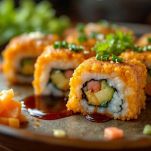 futomaki fritto con salsa di soia
