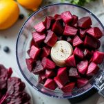 Frullatura delle barbabietole e creazione dell'hummus