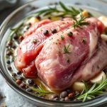 Ossibuchi marinati in ciotola.