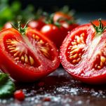 pomodori ramati tagliati per la parmigiana di pesce spada