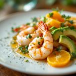 Insalata di pesce marinato pronta per essere servita.