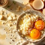uova con latte e parmigiano per frittata di bietole