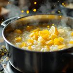 fette di limone nell’acqua bollente