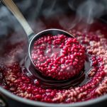 Cottura risotto rosso alla barbabietola