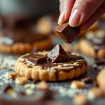 Pezzi di cioccolato sui biscotti