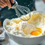 Lavorazione uova per la torta