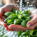 Pulizia del basilico