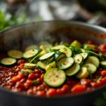 Zucchine e pomodoro in cottura