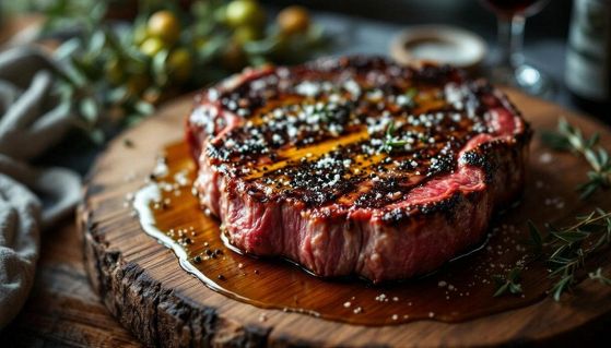 Golosa bistecca alla fiorentina fumante