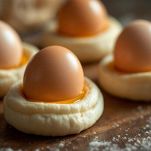 Uova crude nelle ciambelle