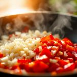cipolle e peperoni per la frittata al forno