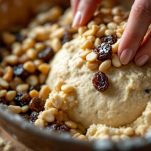 Uvetta e pinoli nell'impasto