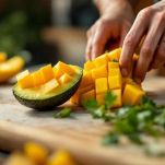 La preparazione di mango e avocado