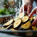 pulizia delle melanzane a fette