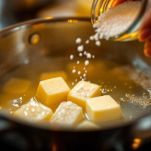 Lessate le pannocchie in una pentola con acqua bollente per circa 20 minuti, finché non risultano morbide. Questo passaggio aiuta a mantenere la loro succosità durante la cottura al forno.