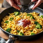 pasta con broccoli pronta per essere servita