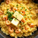 Mantecatura risotto alla crema di scampi