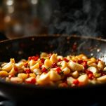 L'aggiunta di aglio e peperoncino ai gamberetti