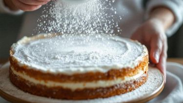 Fetta di torta spolverizzata