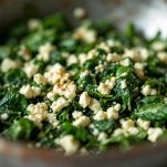 Composto di ricotta e spinaci in una terrina.