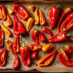 Peperoni cotti in teglia.