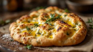 Focaccia senza glutine dorata con rosmarino