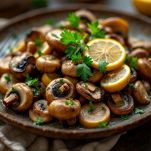 porcini trifolati su un piatto da portata.