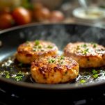 hamburger di salmone in cottura