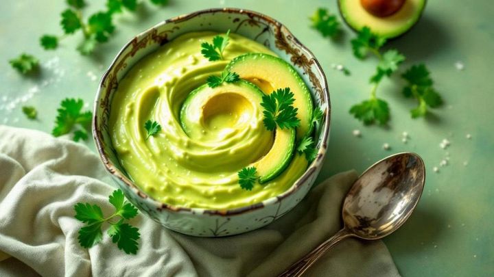 Ciotola di maionese di avocado verde e cremosa