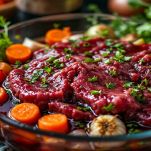 cinghiale in marinatura con verdure e vino