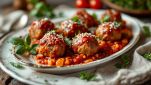 impiattamento polpette al pomodoro