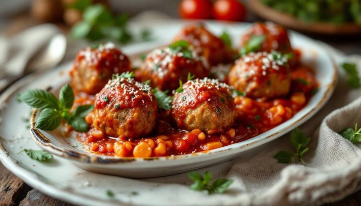 impiattamento polpette al pomodoro