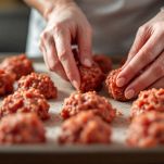 polpette di carne crude pronte per la cottura