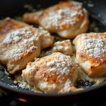 Pollo infarinato in cottura