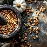 gherigli di noce nel mortaio