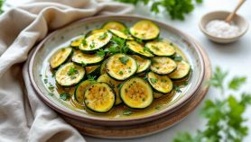 Zucchine trifolate servite nel piatto.