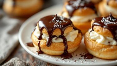 Bignè alla crema alla crema pronti da servire.