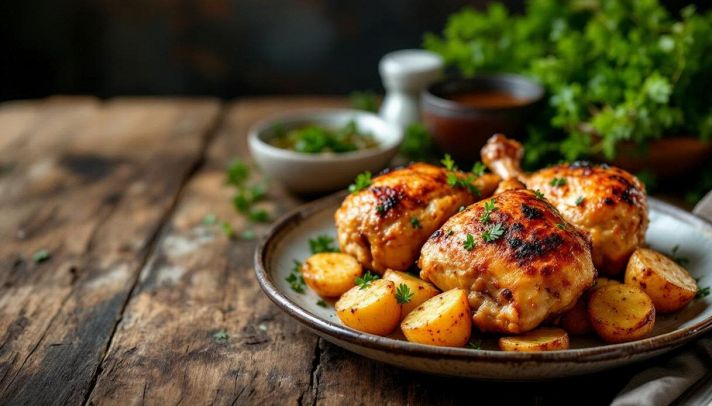 Cosce di pollo e patate al forno: ricetta croccante e saporita