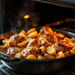 Cosce di pollo con patate in forno