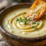 Crema di carciofi con crostini e parmigiano