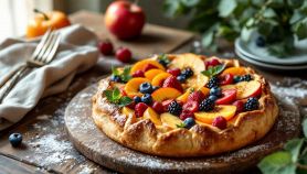Crostata alla frutta servita su piatto da dessert.